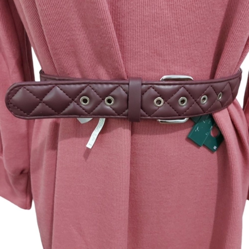free Add-On Wild Fable Deep Purple Quilted Faux Leather Belt Size S NWT